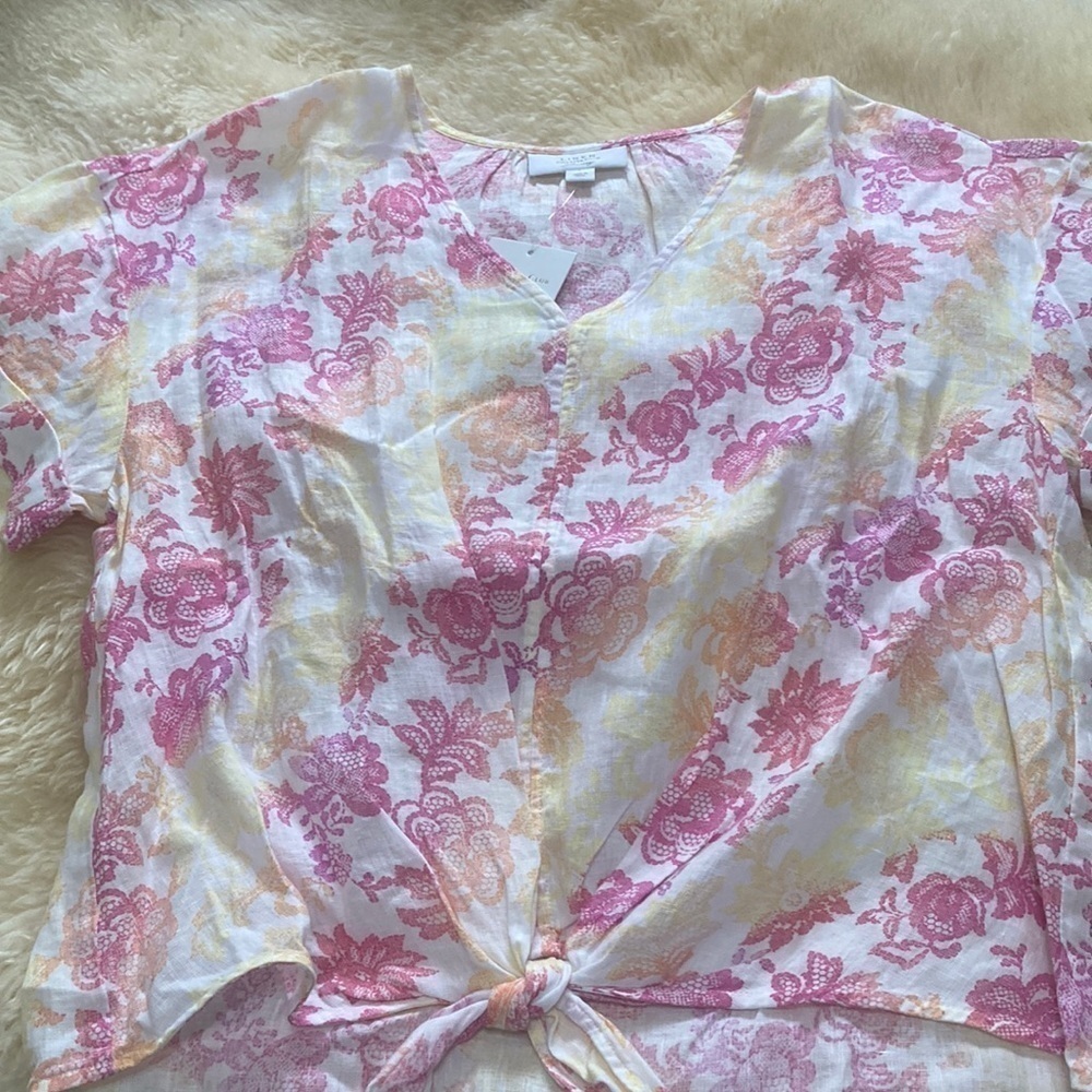 Linen Charter Club tie front top size L